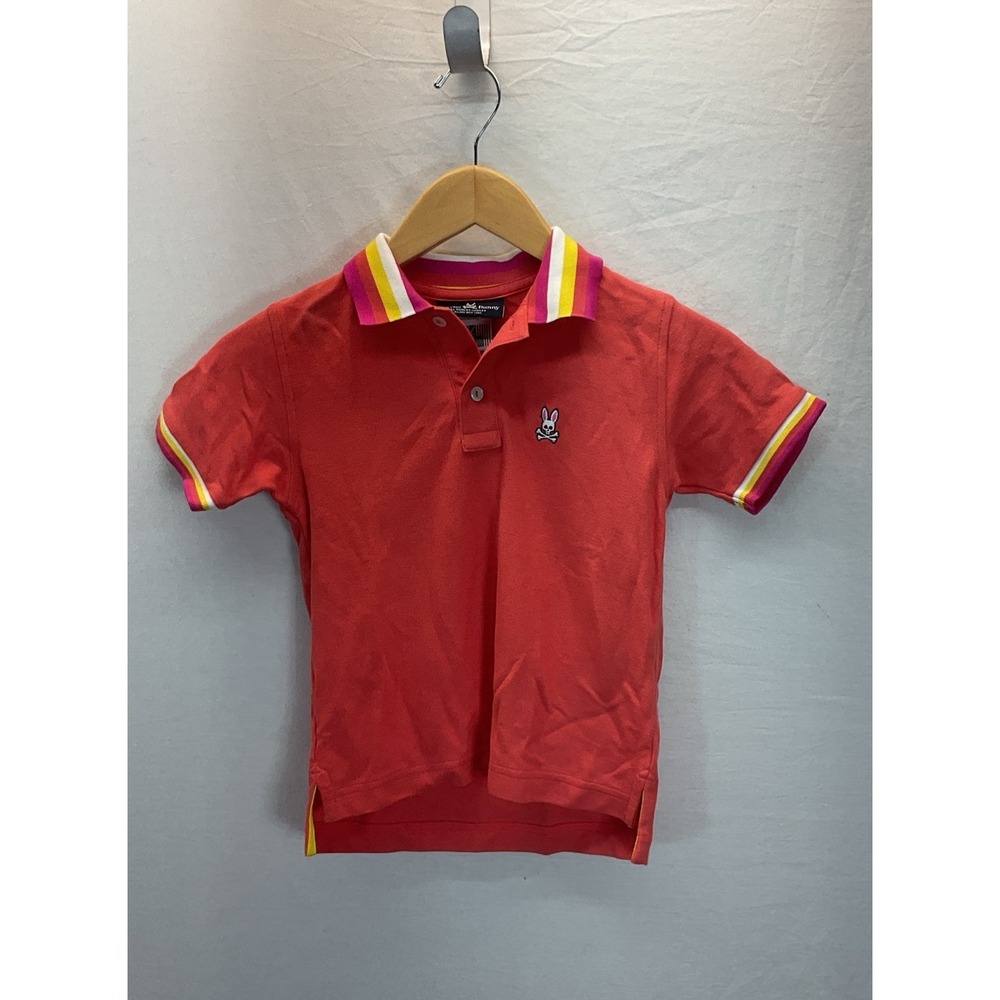Psycho Bunny Coral Pima Cotton Short Sleeve Polo Bunny Logo Unisex‎ XS/5-6